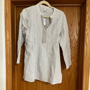 NWT Chico’s linen embellished tunic size 2